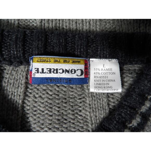 Vintage Concrete Made 4 Streets Sweater Mens Large Cable Knit Pullover Grandpa - Picture 3 of 9